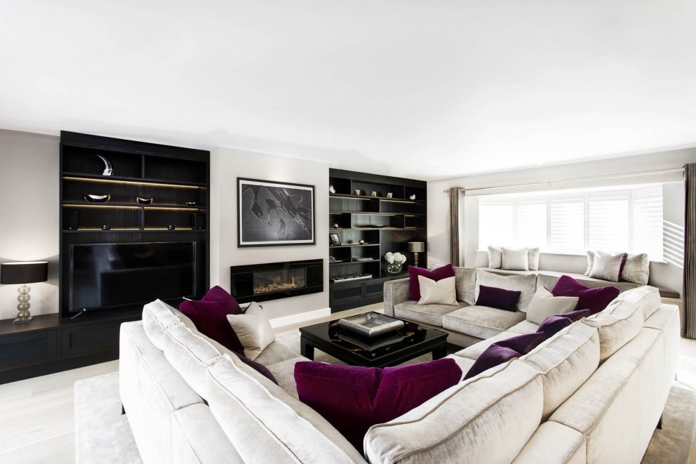 Wiltshire family home | Living room bespoke sofas  | Interior Designers